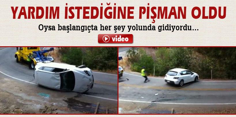 Aracının kurtarıldığına pişman oldu