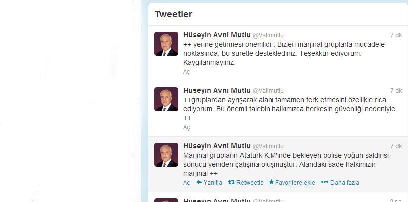 Vali Mutlu Twitter'dan açıklama yaptı