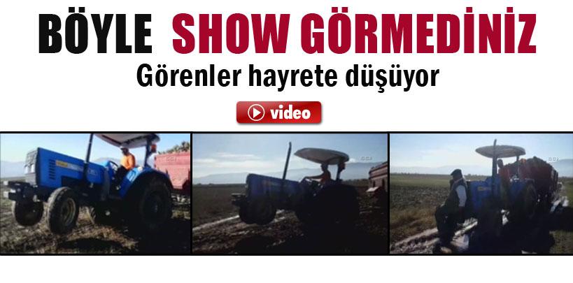 Traktörünü şaha kaldırdı