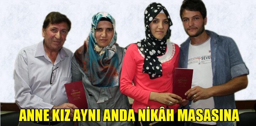 Anne kız aynı anda nikâh masasına oturdu