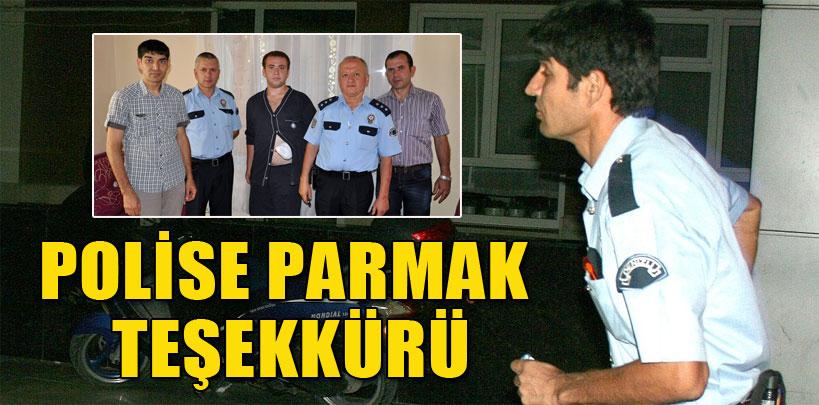 Parmağını hastaneye yetiştiren polislerle buluştu