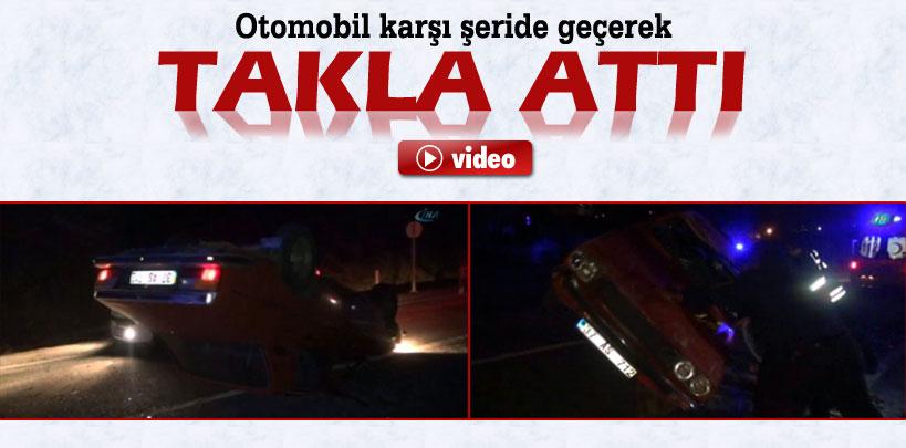 Kastamonu'da otomobil karşı şeride geçerek takla attı