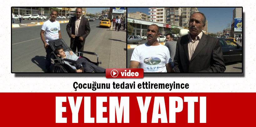 Çocuğunu tedavi ettiremediği için eylem yaptı