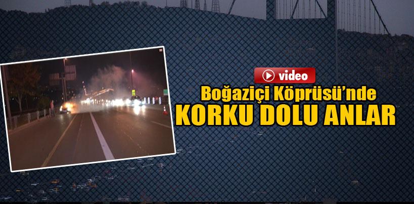 Boğaziçi Köprüsü çıkışında otomobil yangını