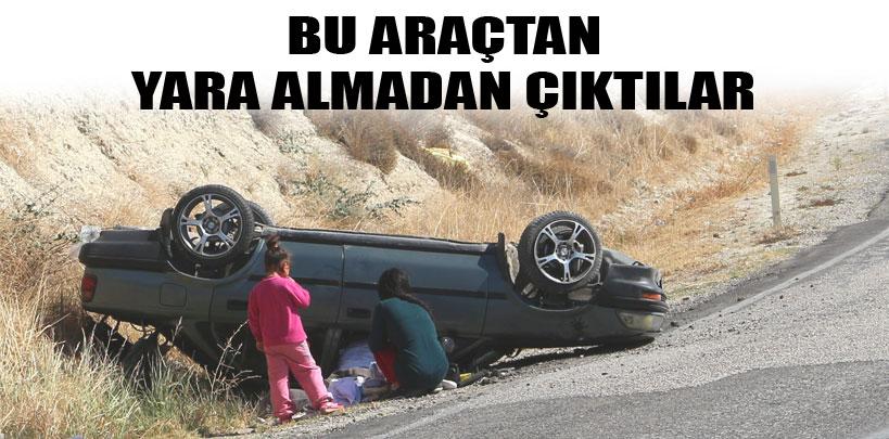 Takla atana araçtan yara almadan çıktılar