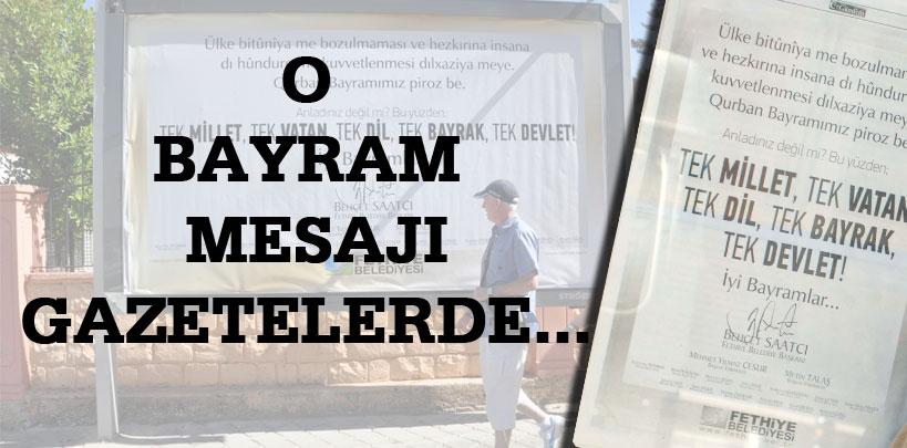 MHP'li başkanın Türkçe-Kürtçe bayram ilanı gazete sayfalarında